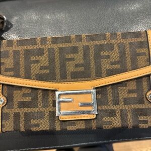 Fendi Black and Tan Monogram Wallet